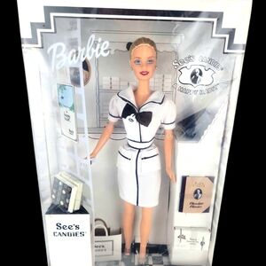 VTG. 1999 "A Happy Habit" See's Candies Barbie doll by Mattel (Plastic Covered)
